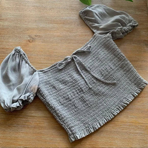 Smocked Prairie Blouse in Pearl Grey - Picture 5 of 5